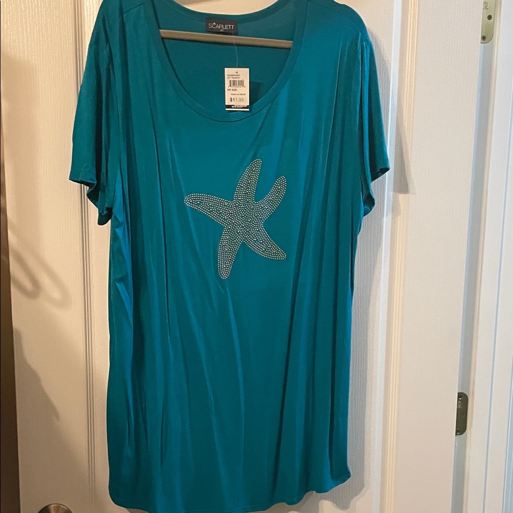 Scarlett Women's Turquoise Starfish Tee